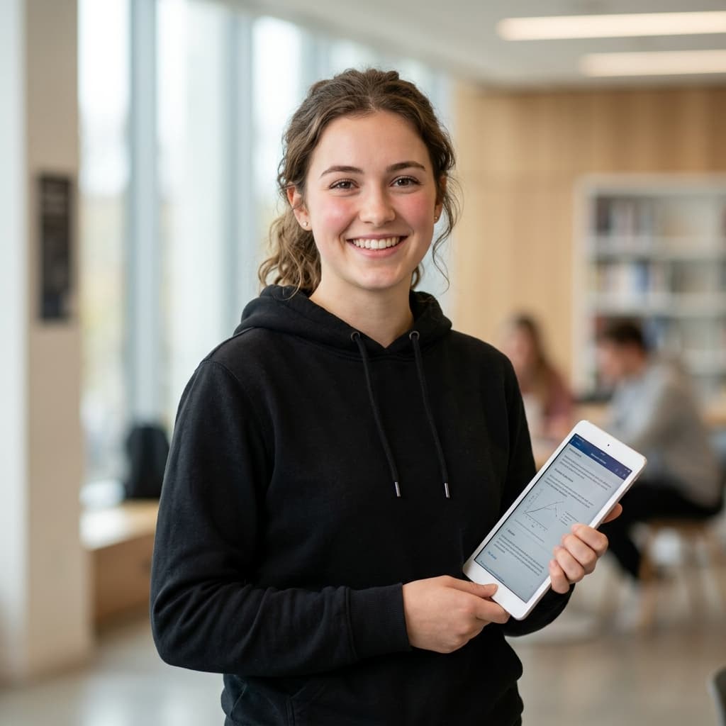 Student holding tablet