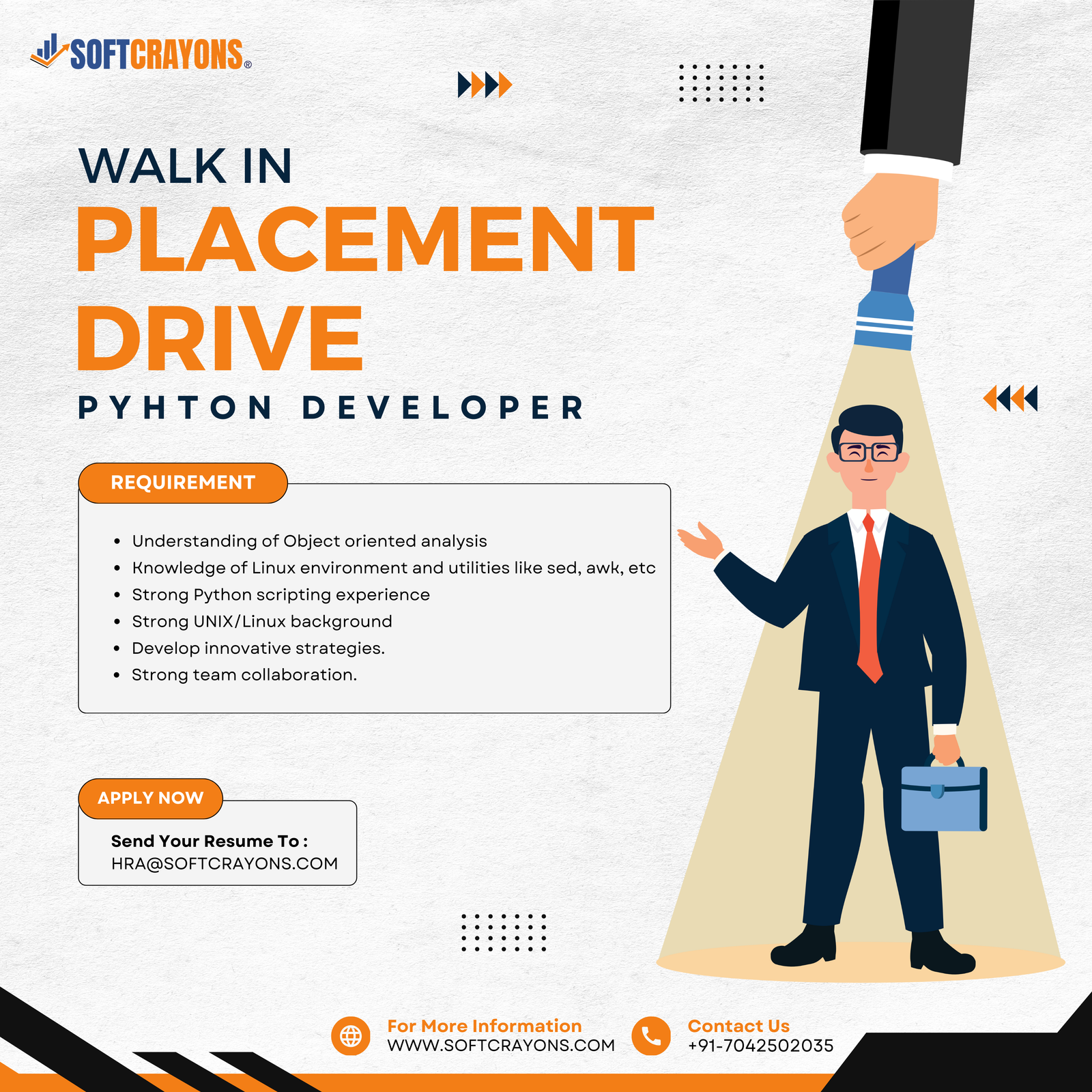 Walk-in  placement Drive for Python Developer